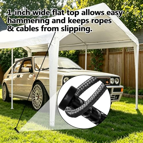 Image of Eurmax USA 10-Pack 16 Inch Rust-Proof Steel Canopy Anchors for High Winds, 1 /2 Inch Galvanized Rebar Stakes Heavy Duty Ground Anchors for Camping Tent, Speed Bump, Parking Curb, Garden Support
