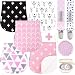 Baby Burp Cloths Pack of 5 by Dodo Babies + 2 Pacifier Clips + Pacifier Case, Premium Quality for Girls Soft and Absorbent, Excellent Baby Shower/Registry Gift