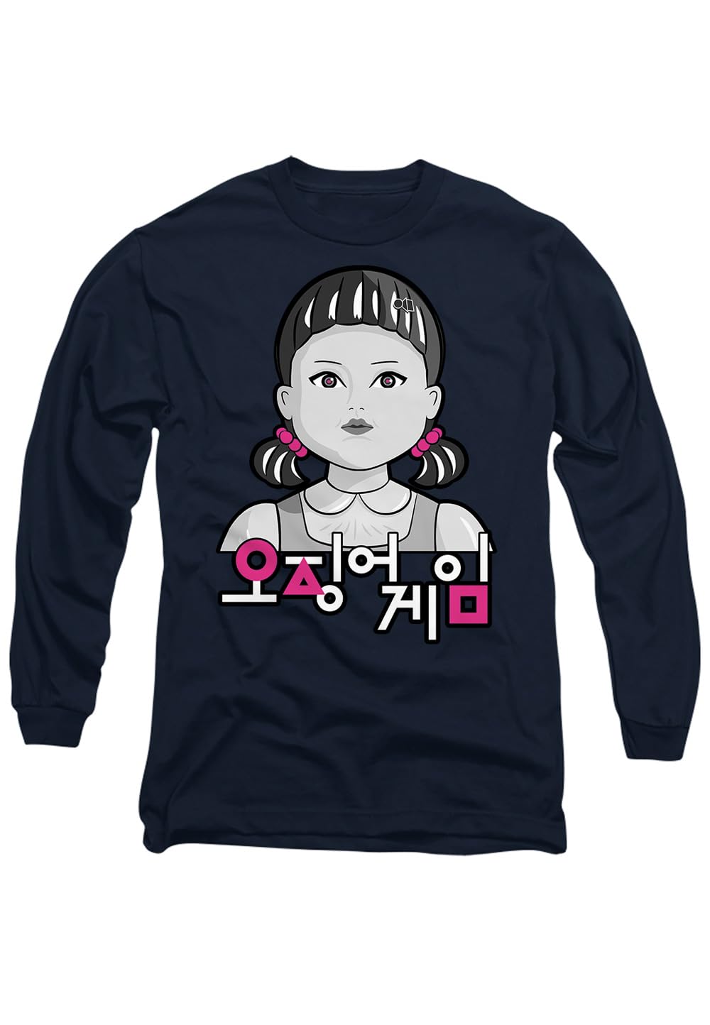 Squid Game Men's Young-Hee Pop Art Long Sleeve T-Shirt - Navy - M