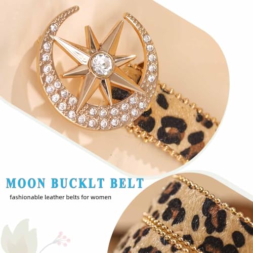 Yalice Brown Leopard Belt for Women Western Cowgirls Belt Ladies Dress Belts with Rhinestone Buckle3