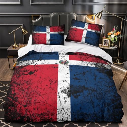 Housse de Couette Drapeau Dominicain Microfibre Linge de lit 3D - 4