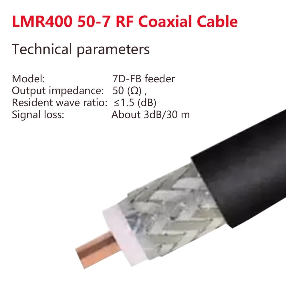 LIHUA Câble coaxial LMR400 SMA mâle/femelle vers PL259 UHF mâle 50 Ω 50-7 Adaptateur queue de cochon (RP SMA M vers UHF M, 18 m)