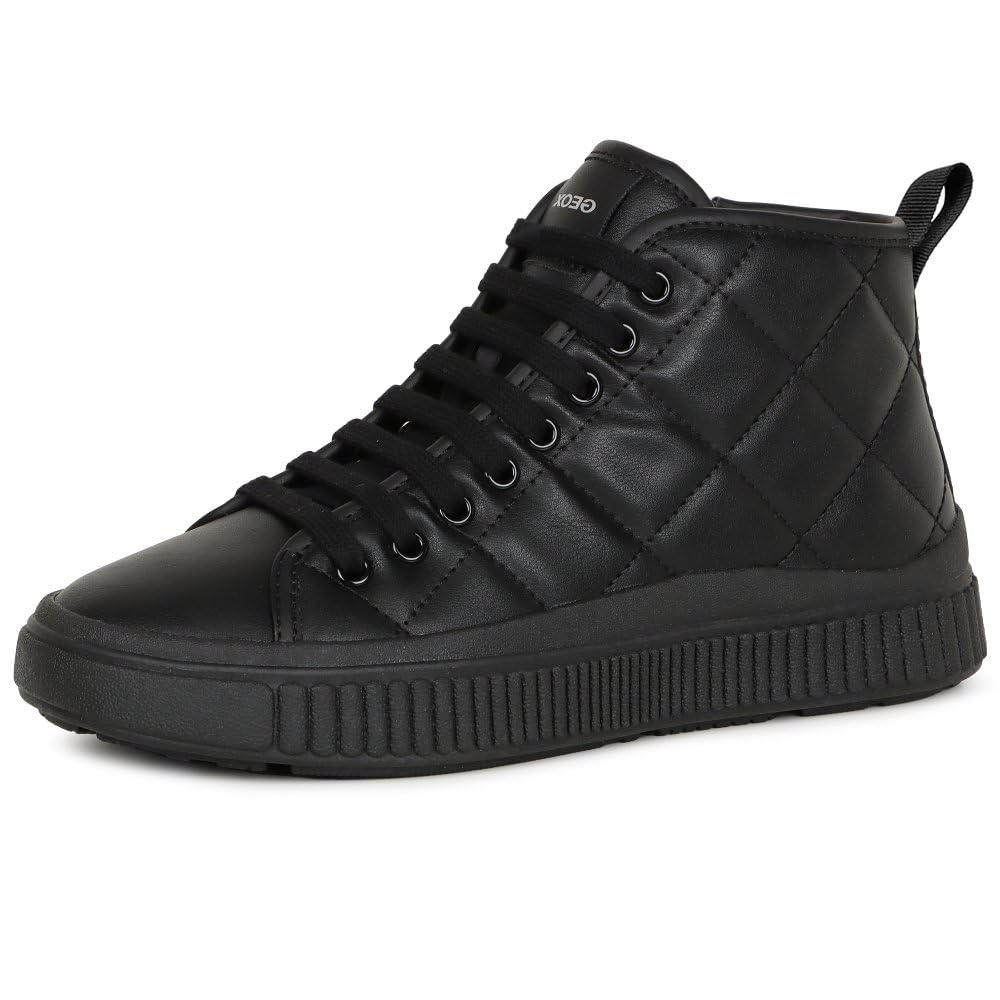 Geox Girl's J Laquinny Girl B Sneaker, Black B, 0 UK