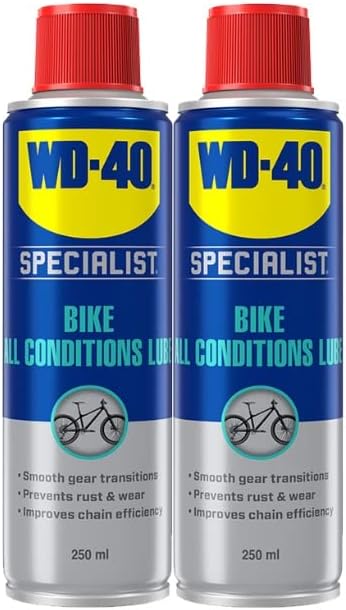 WD-40 Specialist BIKE All Conditions Lube Twin Pack - 250ml x 2 - Ultimate Protection for All-Weather Cycling - Extend Your Bike's Lifespan - Specially Formulated for Extreme Conditions