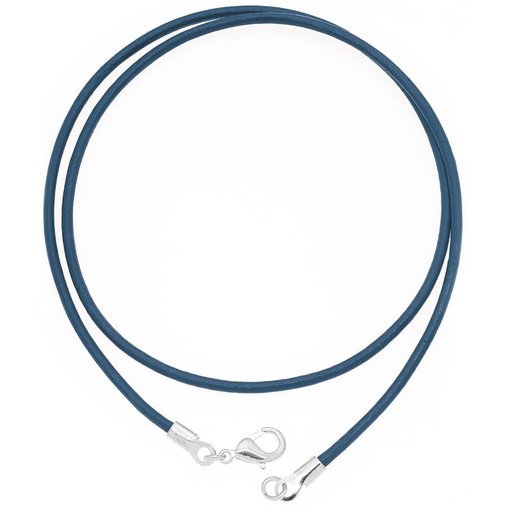 Glam Cords 2mm Genuine Leather Cord Necklace Chain for Pendant with Durable Silver Clasp - 16" 18" 20" for Men or Women