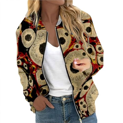 Veste légère femme imprimée avec poches pratiques et zip pour un confort total