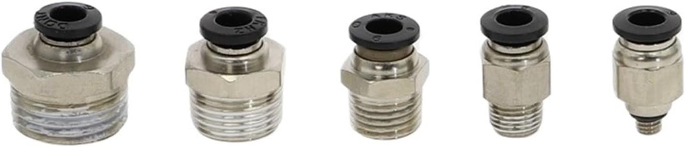 50pcs PC Series Pneumatic hose quick Connectors Thread BSPT 1/8 1/4 3/8 1/2 Male Straight One-Touch Fittings(4mm OD Tube,1/8")