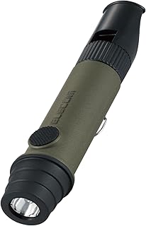 エレコム 懐中電灯 電池式 防災 防災救助笛 防水 防塵 IP44 ストラップ付属 乾電池付属 停電対策 緊急用 オリーブ DE-KD03OV