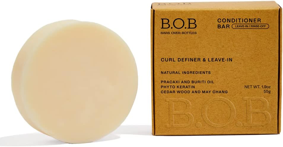 Curl Defining Conditioner Bar (6.7oz) | 2-in-1 Solid Conditioner & Leave-In for Curly Hair | Vegan, Sulfate-Free, Eco-Friendly | Plastic-Free Hair Care | Made in Brazil