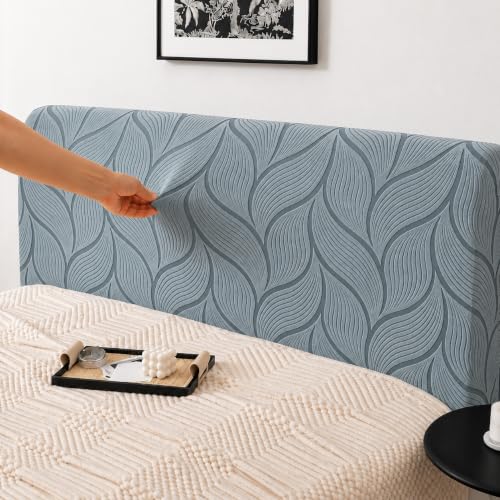 Image of HOMETHREADS Stretchable Velvet Headboard Cover | Soft, Dust-Proof & Wrinkle-Resistant Bed Back Protector | Fits Leather, Wooden & Fabric Bedsides | for 3ft to 3.5ft Beds (Grey Dark Grey, 90x65Cm)