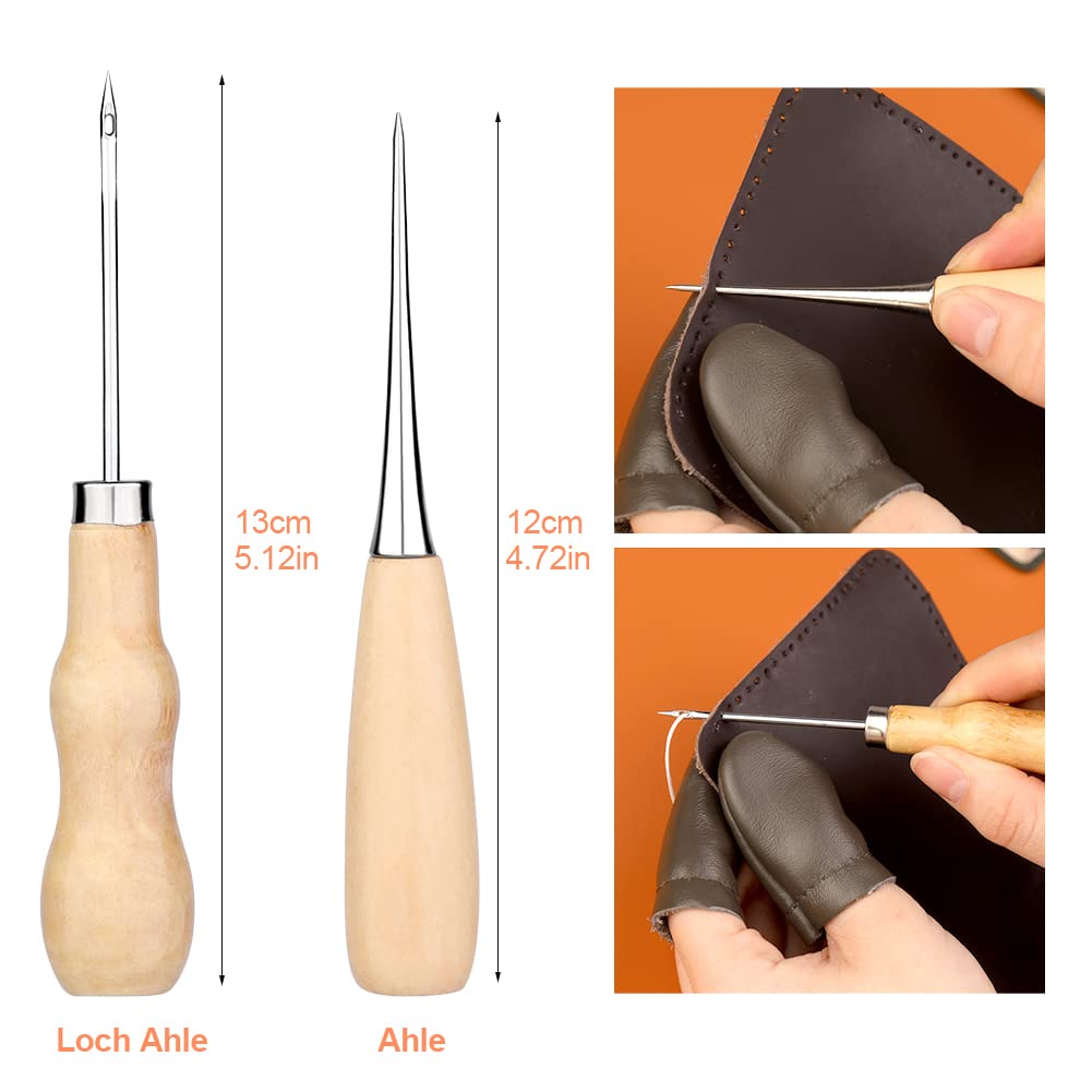 Kit Couture Cuir Complet 32 Pièces – Fils Cirés, Aiguilles Variées, Ciseaux, Dé à Coudre, Sac De Rangement
