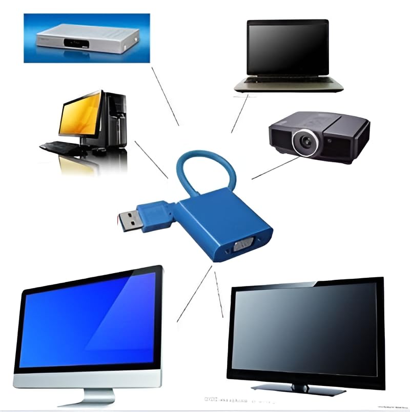 Image of USB 3.0 to VGA Interface Adapter ; USB3.0 to 15 Pin VGA Female Converter Adaptor