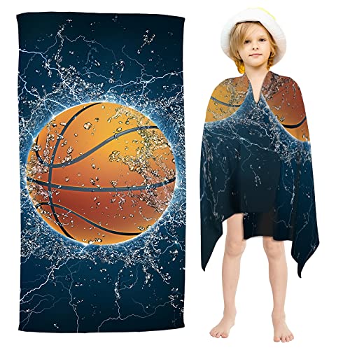 Basketball Beach Towels Oversized For Adults Kids, Microfiber Beach Towels For Kids, Men's Extra Large Beach Towel Swim Towels Bath Towels For Beach Swimming Pool（Basketball 01） #TOP7