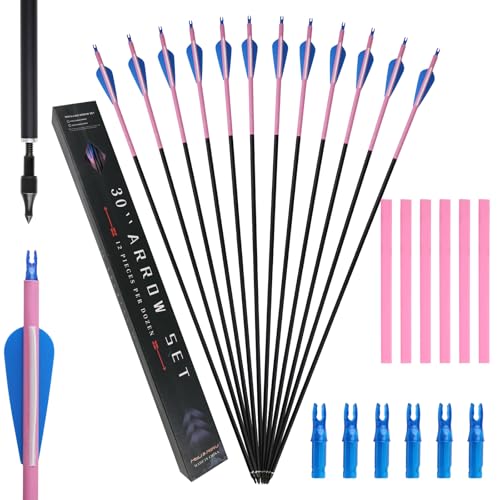 MOYJ Archery Mixed Carbon Arrow Bright Colors Outdoor Hunting is Easy to find Luminous Arrow Arrows Tips can be Replaced