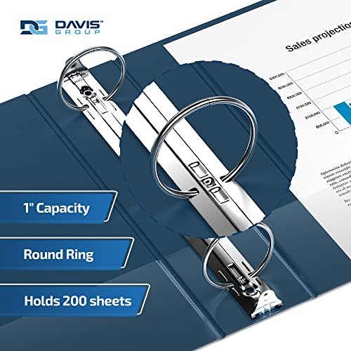 Image of Easyview Premium 3-Ring Binders with Clear-View Covers and Round Rings, Binders for School or Office, 1 Inch, Pack of 6, Navy Blue