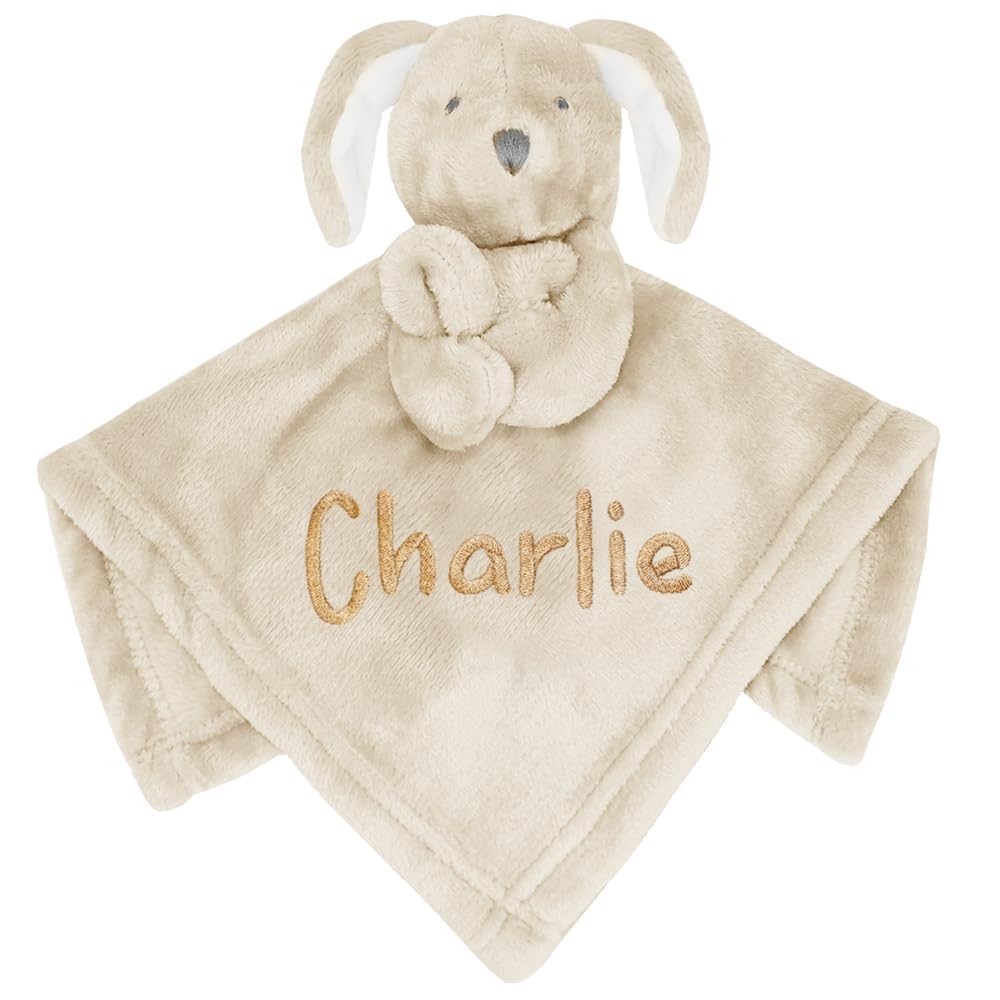 Teddyt's Biscuit Personalised Newborn Baby Luxury Neutral Cuddle Blanket (Caramel)