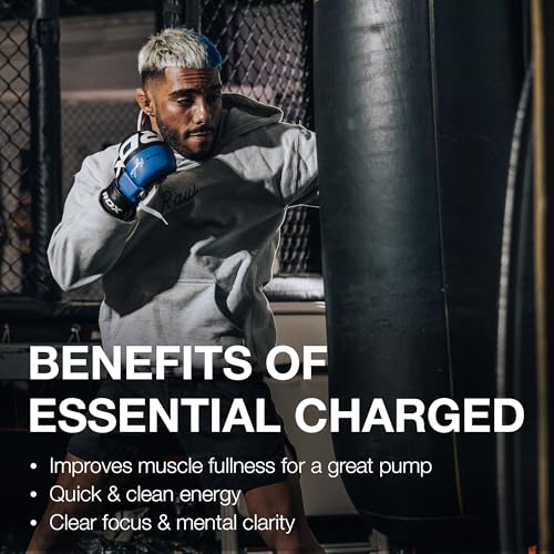 Image of RAW Pre-Workout Powder, Essential CHARGED (Blue Rathberry) - Preworkout Supplement for Men & Women - Supports Focus, Mood, & Performance - Caffeine, Alpha-GPC, L-Citrulline, Beta Alanine (25 Servings)