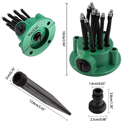 D&X Garden Sprinkler Head - 360° Multiple Spray Heads With Adjustable Angle For Lawn Watering, Yard Watering Device, Large Area Watering For Storage Yards(Multiple Heads, Green) #TOP2