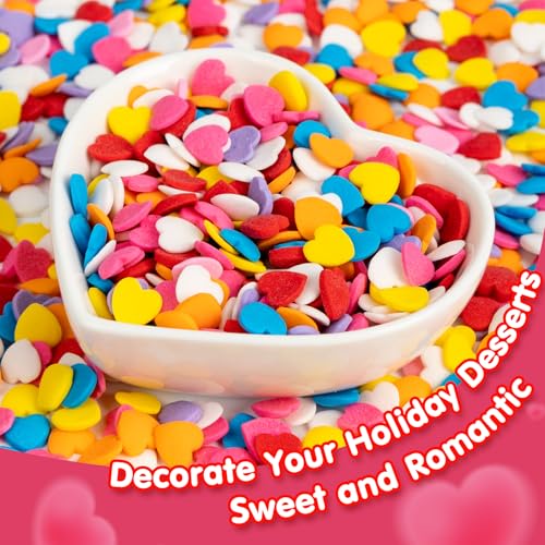 Image of Edible Confetti Sprinkles,Colorful Heart-Shape Cake Decoration,Rainbow Round Candy for Cake Decorating,Pastel Sprinkles for Desserts Baking,Birthday Party,Festival Day Baking Supplies