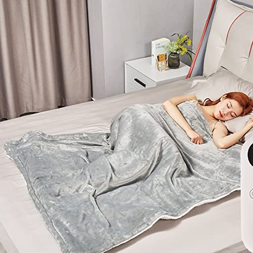 Tuccbay Suave Manta Eléctrica Térmica 150x127cm,Franela Calentamiento Rápido Protección contra Sobrecalentamiento,6 Niveles De Calor,Apagado Automático 8H,contro Lavabl(Color:Gris Blanco) Cover