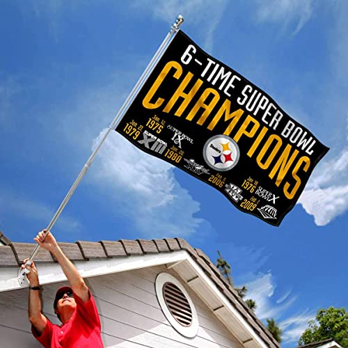 Wincraft 59771322 Pittsburgh Steelers 6X And 6 Time Super Bowl Champions Flag Outdoor Indoor 3X5 Foot Banner thumb #1