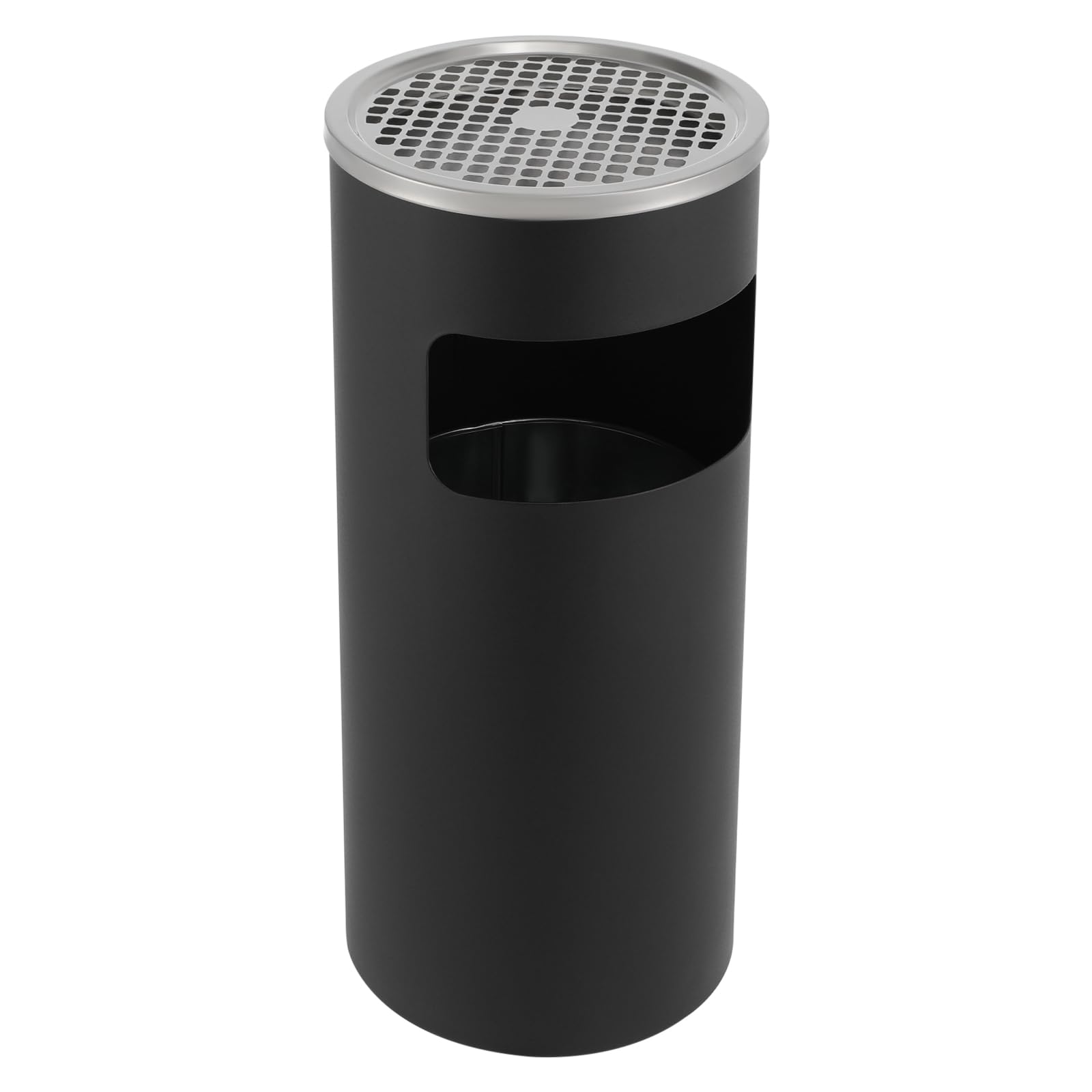 Tousuarsi Black 15L Ashtray Rubbish Bin With Lid Standing Stainless Steel Cigarette Bin Outdoor & Indoor Trash Bin Living Waste Bin For Home Garden Office Restaurant Pub