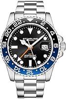 Stuhrling Original Men's Stainless Steel Triple Row Bracelet GMT Watch Quartz Dual Time, Quickset Date with Screw Down Crown Water Resistant up to 10 ATM