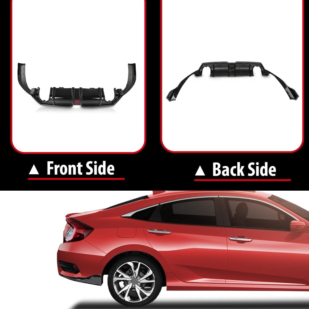 ANDPLAY Rear Lip Spoiler Diffuser Body kit Compatible with Honda Civic 2016 2017 2018 2019 2020 2021 Gloss Black