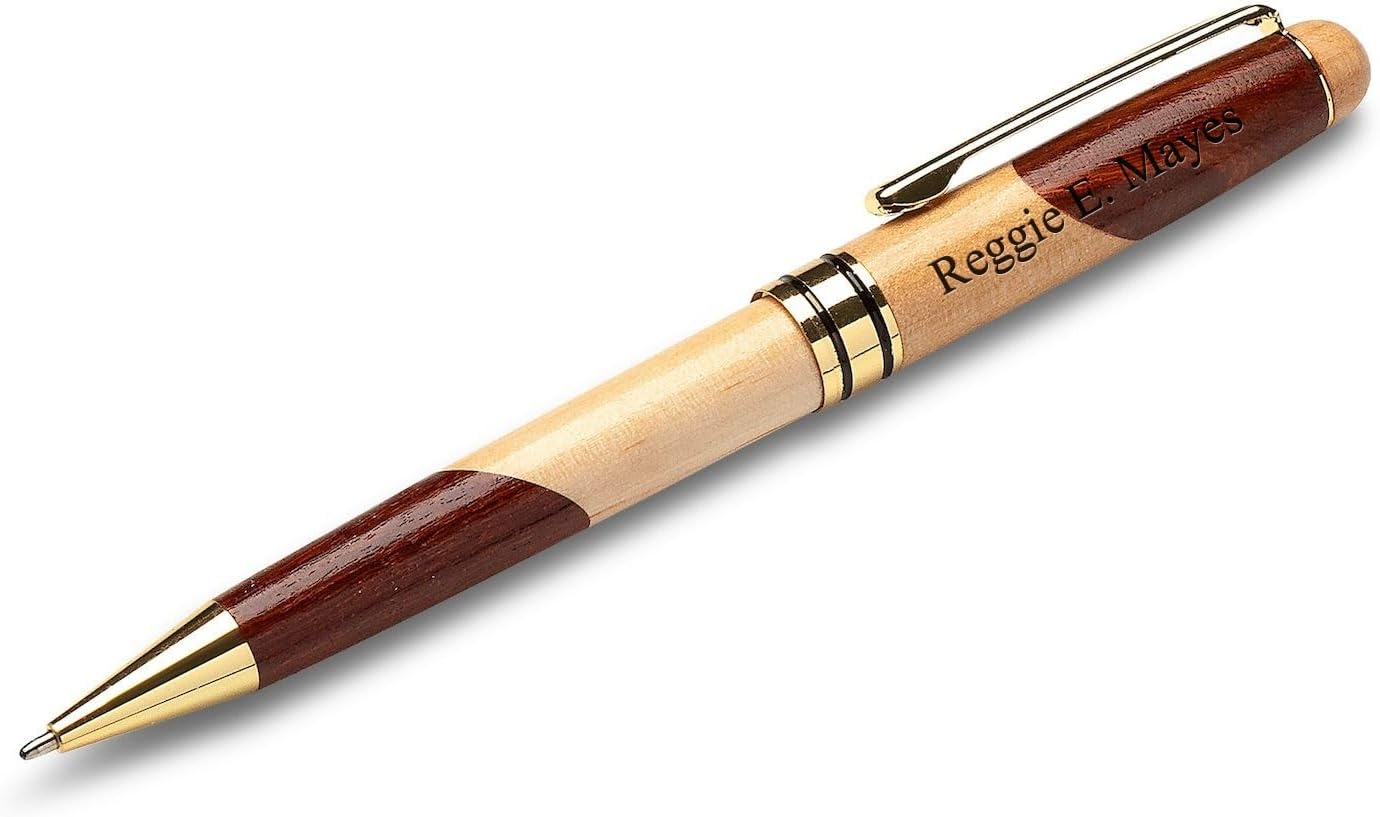 Executive Gift Shoppe | Split Monogram Theme Personalized Maple & Rosewood Engraved Pen and Box