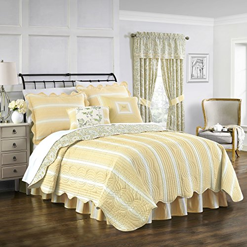 Waverly Paisley Verveine Modern Farmhouse 4-Piece Reversible Bedspread Quilt Set, Full/Queen, Spring #TOP2