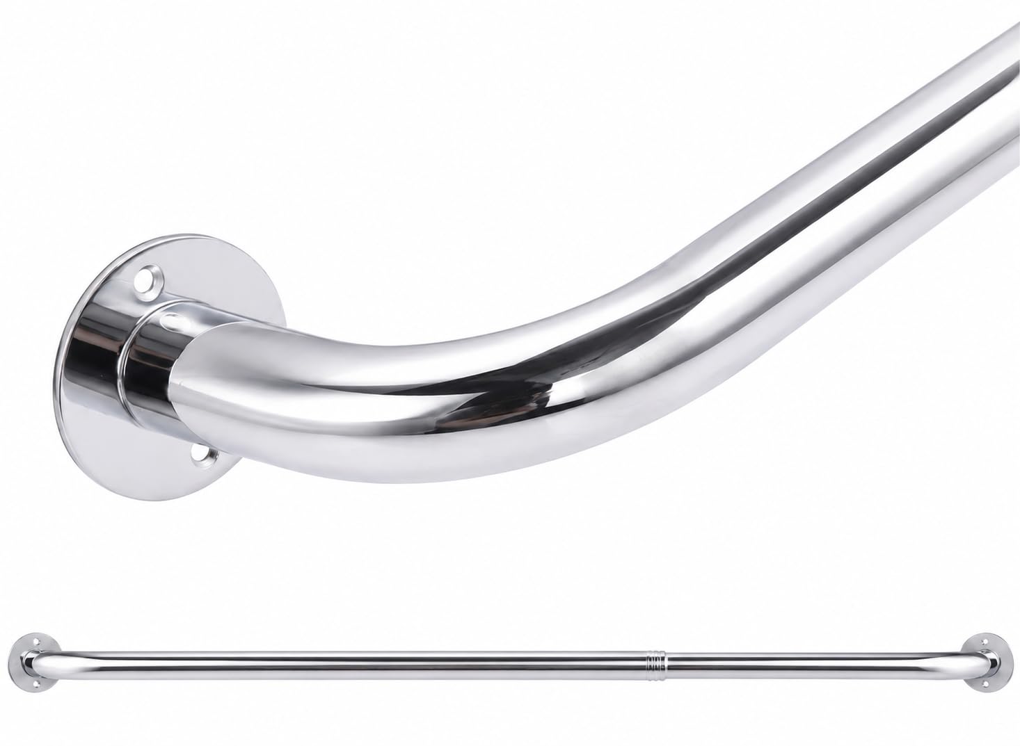 AMEHA Extendable Shower Curtain Pole 48-82 inches (120-210cm) Chrome