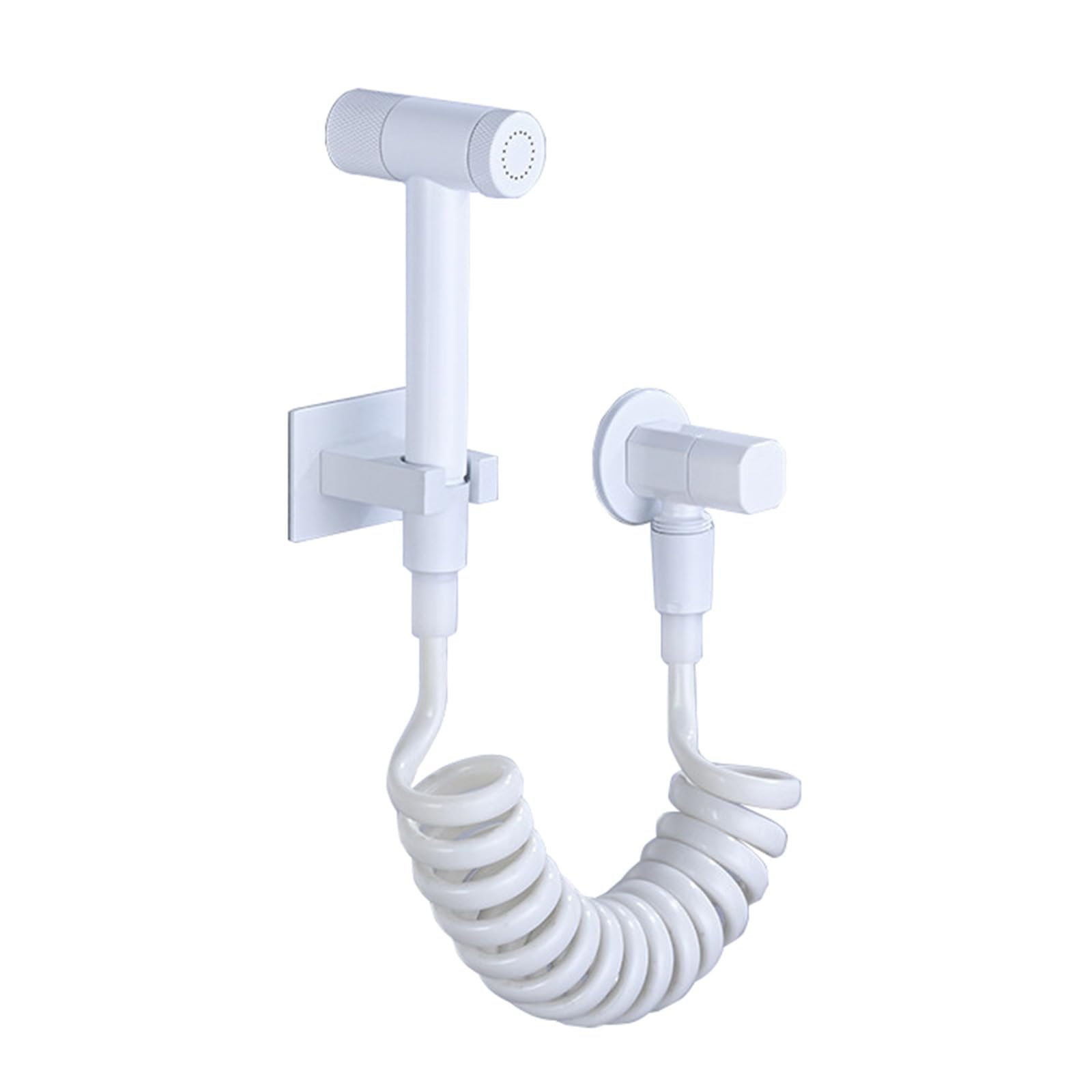 Blanco Kit Pulverizador de Bidé para Inodoro con Manguera y Soporte Grifo para Wc de Pared de Latón para La Limpieza Del Baño