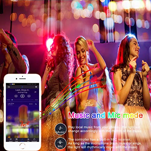 Image of LED Strip Lights 32.8ft, Multicolor RGB LED Light Strips, 5050 LED Tape Lights, Music Sync Color Changing+Remote Control +APP Controlled LED Strip Lights for Bedroom Party Christmas Decoration