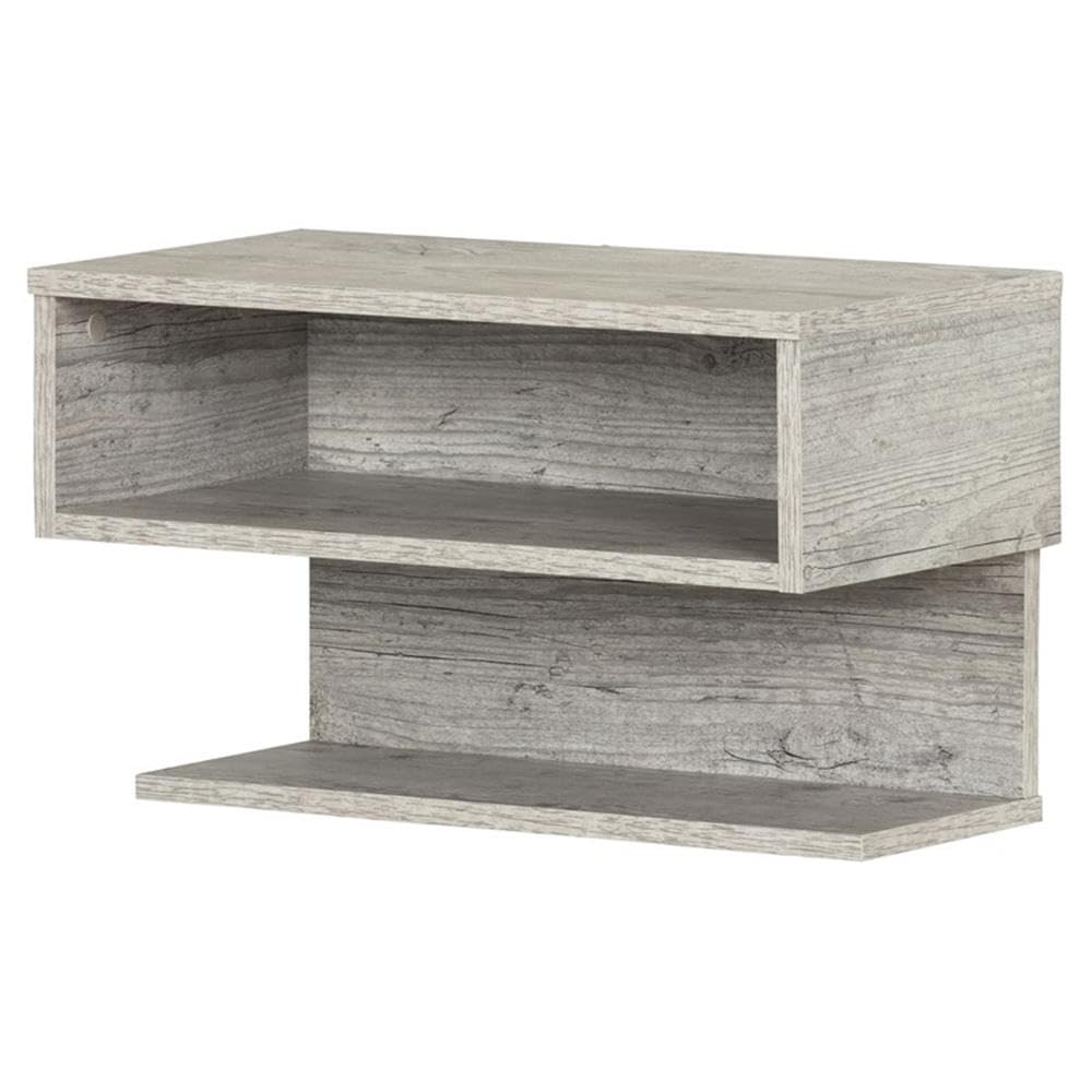 South ShoreFurniture Sazena Floating Nightstand, Seaside Pine, 11.75 in x 22.25 in x 13.25 in