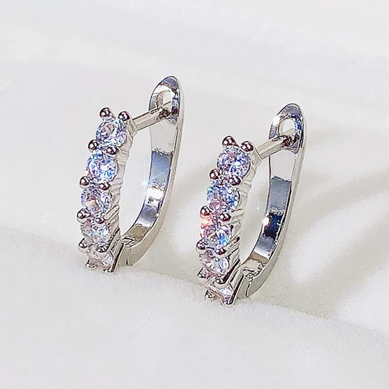 Cubic Zirconia Huggie Hoop Earrings for Women – Gold Plated Straight Row Design, Minimalist Fresh Statement Jewelry Gift for Her, Birthday Present for Girlfriend or Best Friend image 4