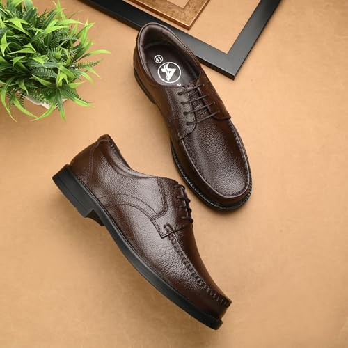 Image of Auserio Men's Full Grain Leather Derby Lace Up Formal Shoes | Anti Skid Sole & Waxed Laces | Antimicrobial & Heat-Insulating | Memory Foam Padded Insole | Shoes for Office & Parties (SSE 231.232.233)