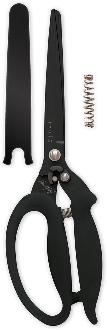Tonic Studios Tim Holtz Recoil Scissors - Titanium Coated, Double-Beveled Blades, Black (9.5'')