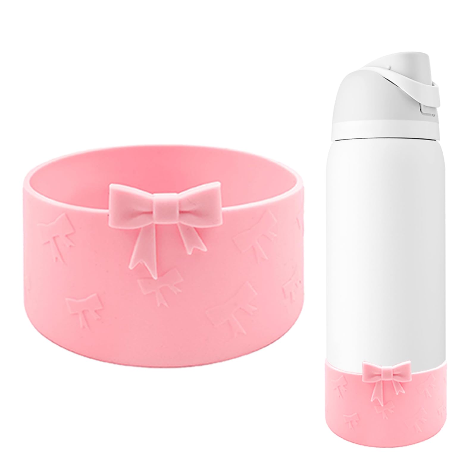 GAISHION Silicone Bow Boot Compatible with Owala 32 oz Water Bottles,Protective Sleeve Anti-Slip Bottom Bumper for FreeSip, Twist, and Flip Stainless Steel Water Bottles Accessories-Pink โ image 1