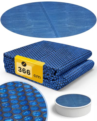Miganeo Premium Pool Solarplane rund Ø 366 cm | Solarfolie für Pools | schwarz-blau und zuschneidbar | runde Solarabdeckung mit Ø 366 cm für bessere Wärmespeicherung in Pools durch Poolheizung
