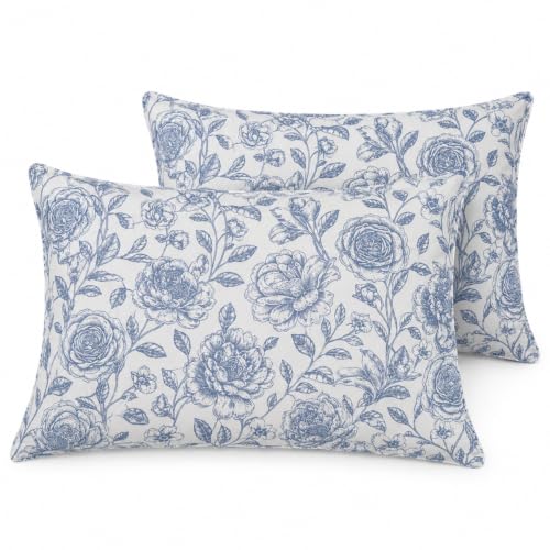 Image of THEA Double Bedsheet Set| 100% Cotton Like Soft Fabric | Microfiber Double Bedsheet for Double Bed (90 X 100 inches) with 2 Pillow covers,Bluebell Garden