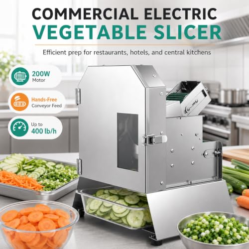 Cortadora de alimentos de acero inoxidable comercial con motor de 200W 3