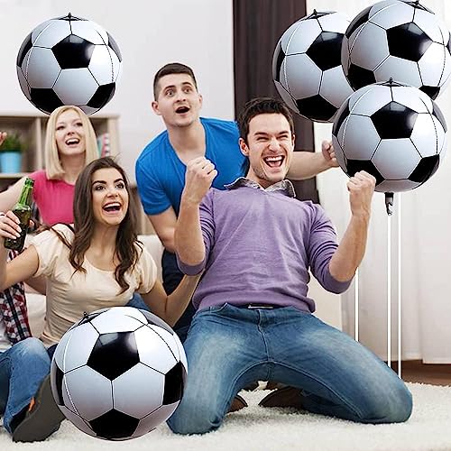 Image of AR GIFTZADDA 4D Football Black White Green Balloons for 4th Birthday, 24 Inch Soccer Foil Balloons Football Party Decorations for Boys Party World Cup Theme Party (4th Bday kit, Football Foil)
