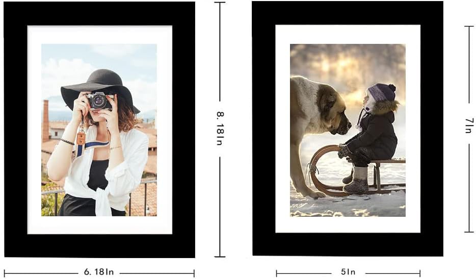 Picrit 5x7 Picture Frame Set of 12, Display 4x6 with Mat or 5x7 Without Mat, Photo Frames for Wall Mounting or Table Top Display, Gold. -