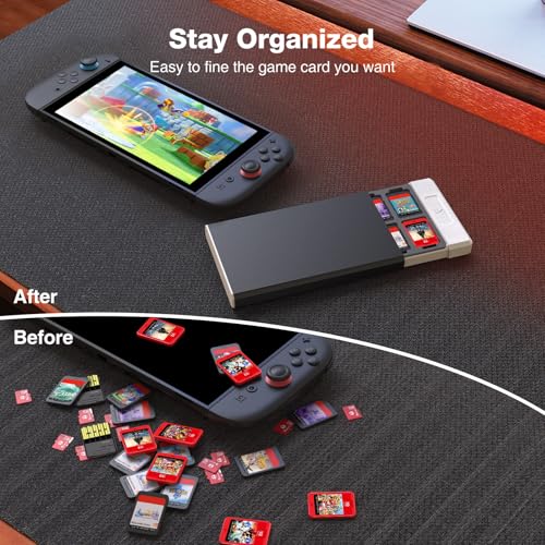 Image of HEIYING Switch Game Card Case for Nintendo Switch /Switch OLED /Switch Lite Game Card or Micro SD Memory Card, Metal Switch Game Holder with 20 Game Card Slots and 20 Micro SD Card Slots