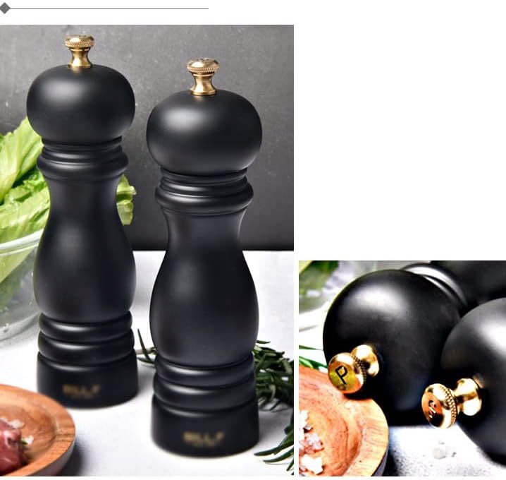 Wood Salt and Pepper Mills, Grinders, Shakers with Adjustable Ceramic Rotor- 7 Inch image 4