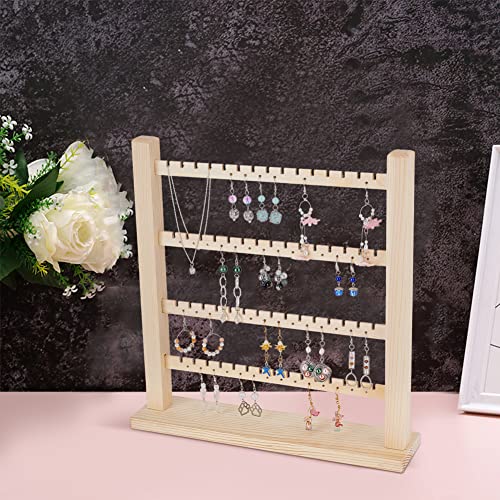 FINGERINSPIRE 4-Tier Wooden Earring Display Organizer Holder60 Slots and 56 Holes Wheat Detachable Earring Display Stand Jewelry Display Rack Jewelry Tower for Long Earrings Ear Studs Storage - Image 4