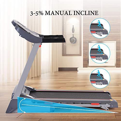 Caroma Folding Treadmill for Home with Incline, 3.0 HP Electric Treadmill 300 lb Capacity, 9 MPH Running Machine with Shock Absorber, Bluetooth Speaker