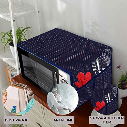 Image of Polyester 3-Layered Microwave Oven Top Cover With 4 Utility Pockets Suitable for Upto 30 Liter (Size-36x14 Inches Inches,Color- Purple)