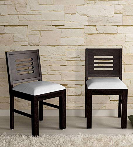 Image of Sheesham Wood Dining Chairs Set Wooden Cushion Chairs for Study Room Living Room Home (Set of 2, Chestnut Finish)