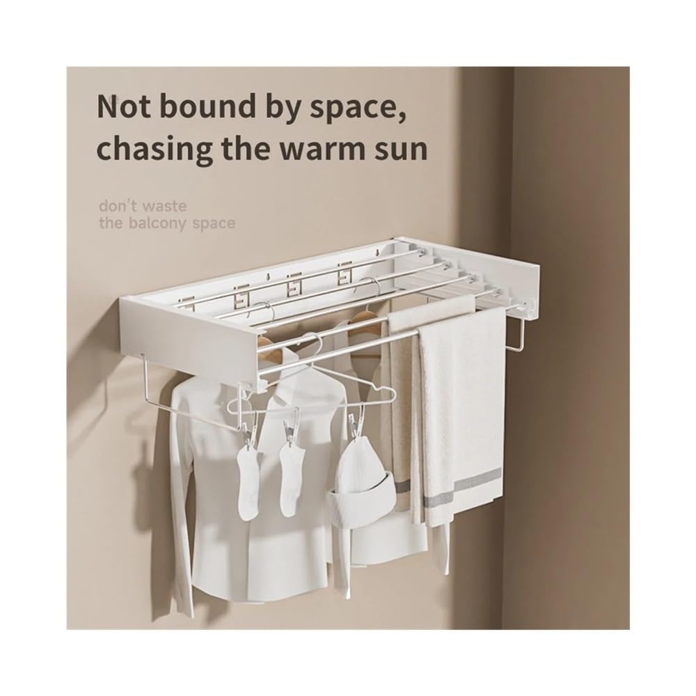 Tendedero plegable invisible para colgar en la pared, para interiores, balcón, habitación, sin taladro, barra de ropa, organizador de almacenamiento que ahorra espacio (mango de 120 cm, 7
